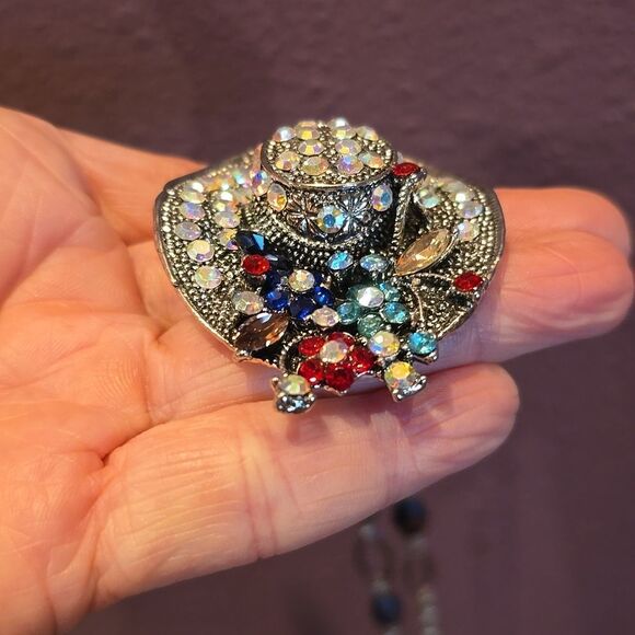 Austrian Crystal Necklace! SPRINGTIME HAT 17.5' Drop,NWOT! - Picture 8 of 12